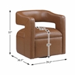 Pemberly Row Faux Leather 360-Degree Swivel Barrel Chair in Camel
