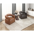 Pemberly Row Faux Leather 360-Degree Swivel Barrel Chair in Camel
