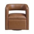 Pemberly Row Faux Leather 360-Degree Swivel Barrel Chair in Camel