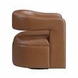 Pemberly Row Faux Leather 360-Degree Swivel Barrel Chair in Camel