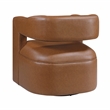 Pemberly Row Faux Leather 360-Degree Swivel Barrel Chair in Camel