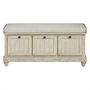 Pemberly Row Lift-Top Storage Bench with Cushioned Seat in Antique White