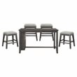 Pemberly Row 5-Pc Counter Height Dining Set with Built-In Shelves in Gray