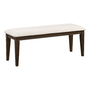 Pemberly Row 48&quot Upholstered Dining Bench with Oak Veneer in Dark Brown