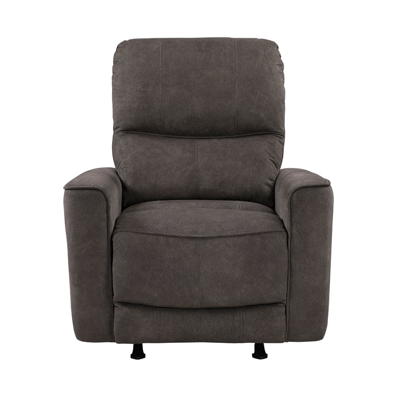 Pemberly Row Microfiber Rocker Recliner with Pocket Coil Support in Chocolate