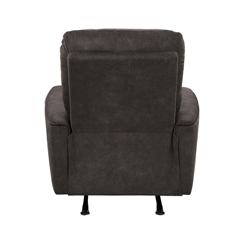 Pemberly Row Microfiber Rocker Recliner with Pocket Coil Support in Chocolate