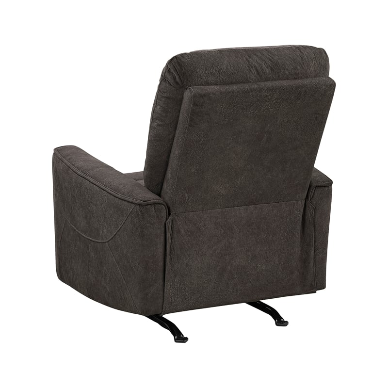 Pemberly Row Microfiber Rocker Recliner with Pocket Coil Support in Chocolate
