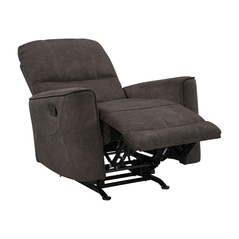 Pemberly Row Microfiber Rocker Recliner with Pocket Coil Support in Chocolate