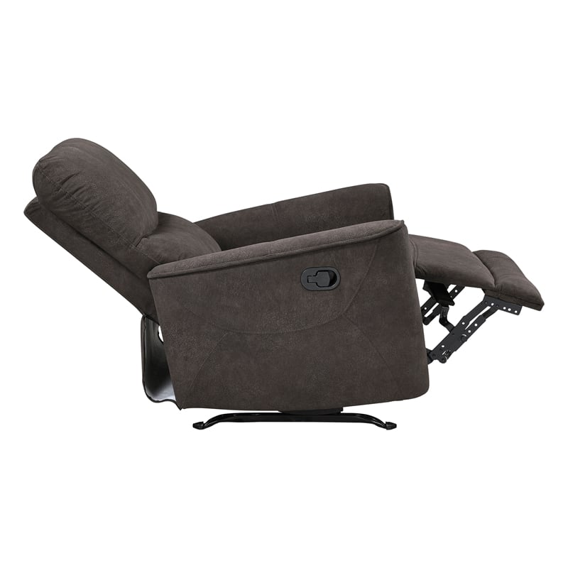 Pemberly Row Microfiber Rocker Recliner with Pocket Coil Support in Chocolate
