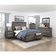 Pemberly Row California King Platform Bed with Footboard Storage Drawers in Gray
