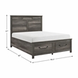 Pemberly Row California King Platform Bed with Footboard Storage Drawers in Gray