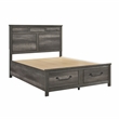 Pemberly Row California King Platform Bed with Footboard Storage Drawers in Gray