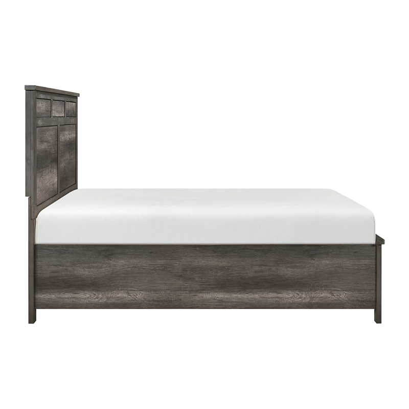 Pemberly Row California King Platform Bed with Footboard Storage Drawers in Gray