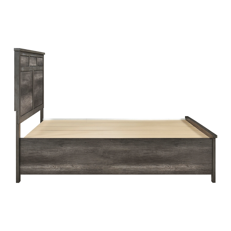 Pemberly Row California King Platform Bed with Footboard Storage Drawers in Gray