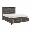 Pemberly Row California King Platform Bed with Footboard Storage Drawers in Gray