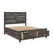 Pemberly Row California King Platform Bed with Footboard Storage Drawers in Gray