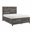 Pemberly Row California King Platform Bed with Footboard Storage Drawers in Gray