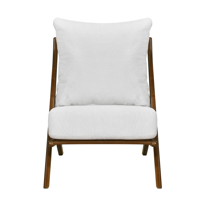 Pemberly Row Scandinavian-Inspired Chenille Accent Chair with Wood Frame - Beige