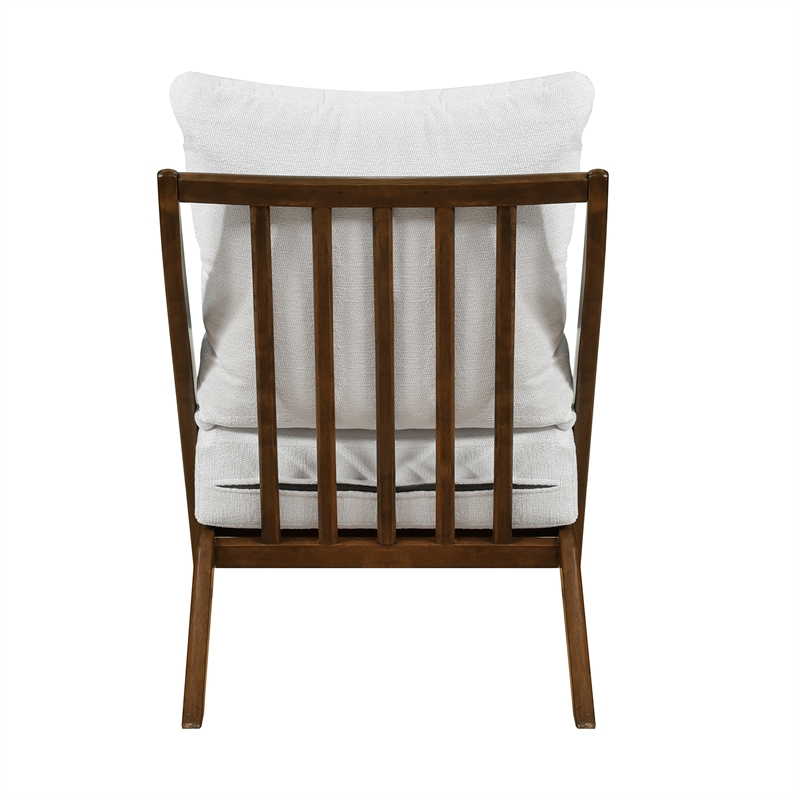 Pemberly Row Scandinavian-Inspired Chenille Accent Chair with Wood Frame - Beige