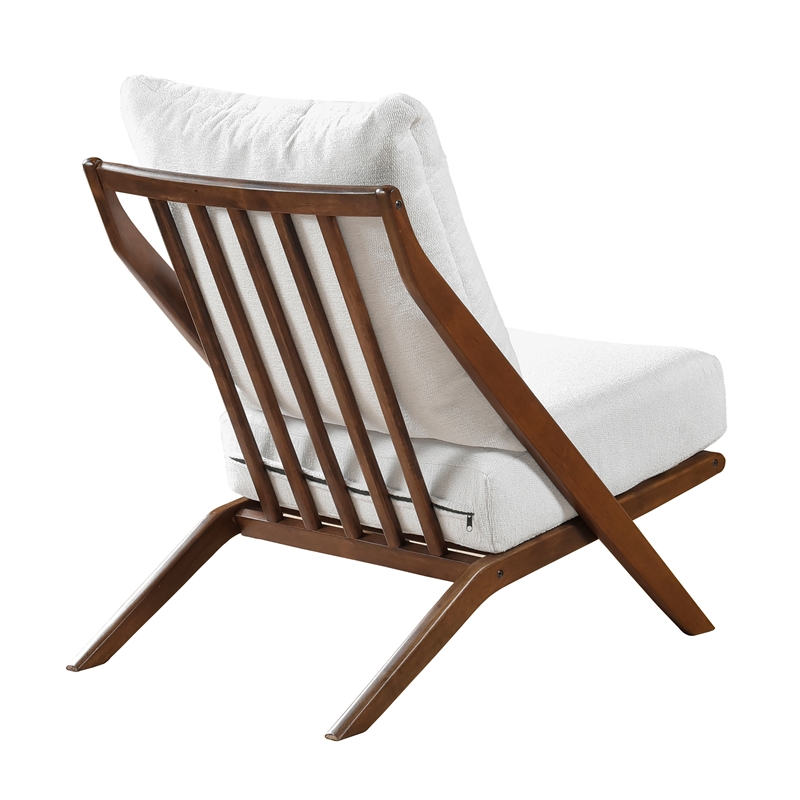 Pemberly Row Scandinavian-Inspired Chenille Accent Chair with Wood Frame - Beige