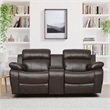 Pemberly Row Faux Leather 2-Piece Reclining Sofa Set with Cup Holders in Brown