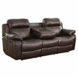 Pemberly Row Faux Leather 2-Piece Reclining Sofa Set with Cup Holders in Brown