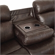 Pemberly Row Faux Leather 2-Piece Reclining Sofa Set with Cup Holders in Brown