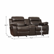 Pemberly Row Faux Leather 2-Piece Reclining Sofa Set with Cup Holders in Brown