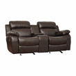 Pemberly Row Faux Leather 2-Piece Reclining Sofa Set with Cup Holders in Brown