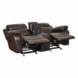 Pemberly Row Faux Leather 2-Piece Reclining Sofa Set with Cup Holders in Brown