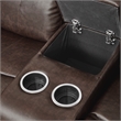 Pemberly Row Faux Leather 2-Piece Reclining Sofa Set with Cup Holders in Brown
