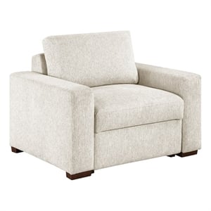 Pemberly Row Microfiber Accent Chair with Pocket Coil Cushions in Beige