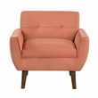 Pemberly Row Tufted Velvet Accent Chair with Welting Detail in Orange