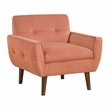 Pemberly Row Tufted Velvet Accent Chair with Welting Detail in Orange