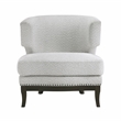 Pemberly Row Boucle Barrel Back Accent Chair with Nailhead Trim in Gray