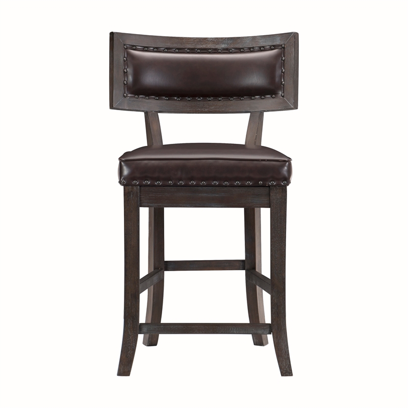 Pemberly Row 5-Pc Counter Height Dining Set with Wine Rack in Distressed Cherry