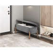 Pemberly Row Corduroy Lift-Top Storage Bench with Solid Wood Legs in Gray