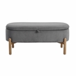 Pemberly Row Corduroy Lift-Top Storage Bench with Solid Wood Legs in Gray