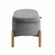 Pemberly Row Corduroy Lift-Top Storage Bench with Solid Wood Legs in Gray
