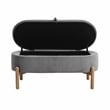 Pemberly Row Corduroy Lift-Top Storage Bench with Solid Wood Legs in Gray