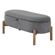 Pemberly Row Corduroy Lift-Top Storage Bench with Solid Wood Legs in Gray