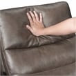 Pemberly Row Top Grain Leather Swivel Glider Recliner in Dark Brown