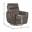 Pemberly Row Top Grain Leather Swivel Glider Recliner in Dark Brown