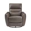 Pemberly Row Top Grain Leather Swivel Glider Recliner in Dark Brown