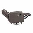 Pemberly Row Top Grain Leather Swivel Glider Recliner in Dark Brown
