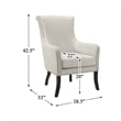 Pemberly Row Diamond-Stitched Nailhead Accent Chair with Espresso Legs in Beige