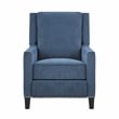Pemberly Row Fabric Push-Back Recliner with Nailhead Trim in Blue