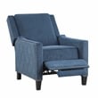 Pemberly Row Fabric Push-Back Recliner with Nailhead Trim in Blue