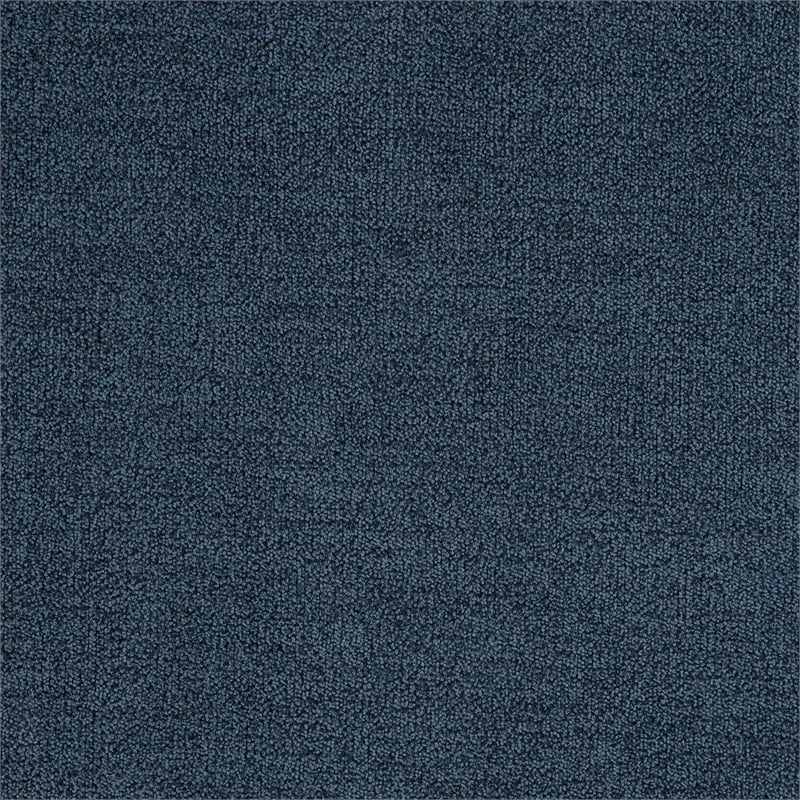 Pemberly Row Fabric Push-Back Recliner with Nailhead Trim in Blue