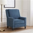Pemberly Row Fabric Push-Back Recliner with Nailhead Trim in Blue